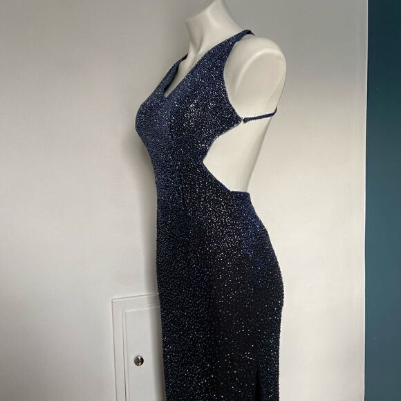Scala Y2K Fully Beaded Silk Formal Dress Prom - Picture 12 of 15